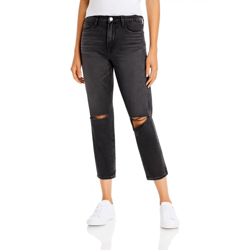 NWT FRAME Le Sylvie Slender Straight in Wilkinson Rips High Rise Jeans 32